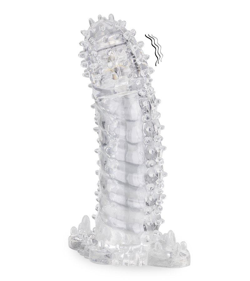 Genopptes Penis-Sleeve mit vibrierender Spitze