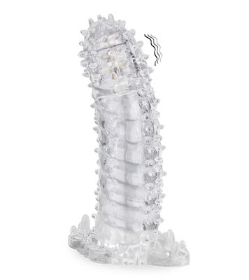 Genopptes Penis-Sleeve mit vibrierender Spitze