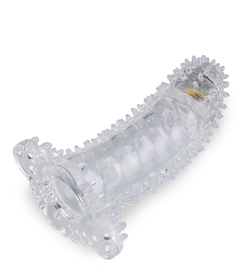 Genopptes Penis-Sleeve mit vibrierender Spitze