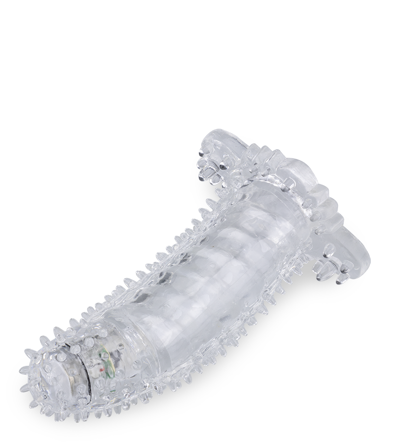 Genopptes Penis-Sleeve mit vibrierender Spitze
