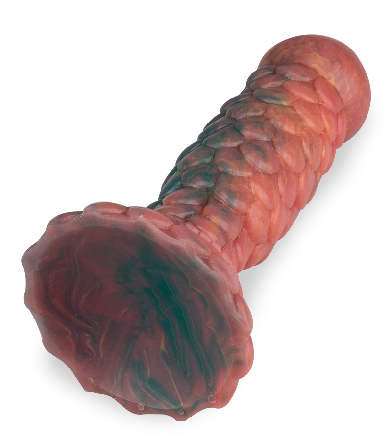 Geschuppter Drachen-Dildo mit Saugnapf 19 cm