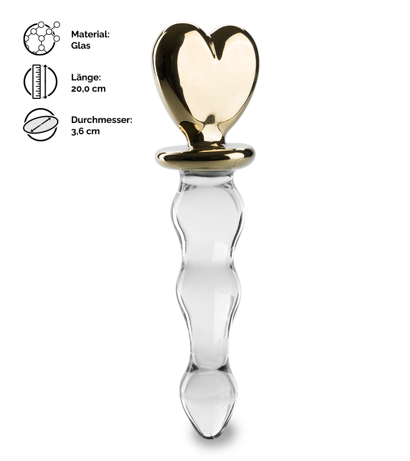 Glasdildo Golden Heart
