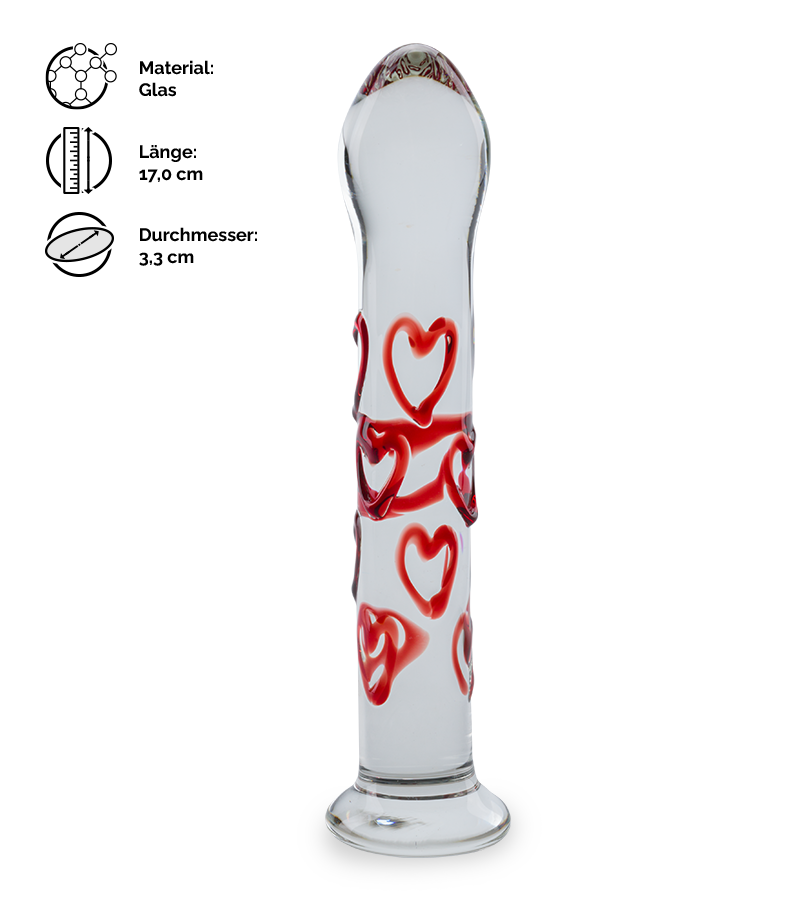 Glasdildo Heart Bubble