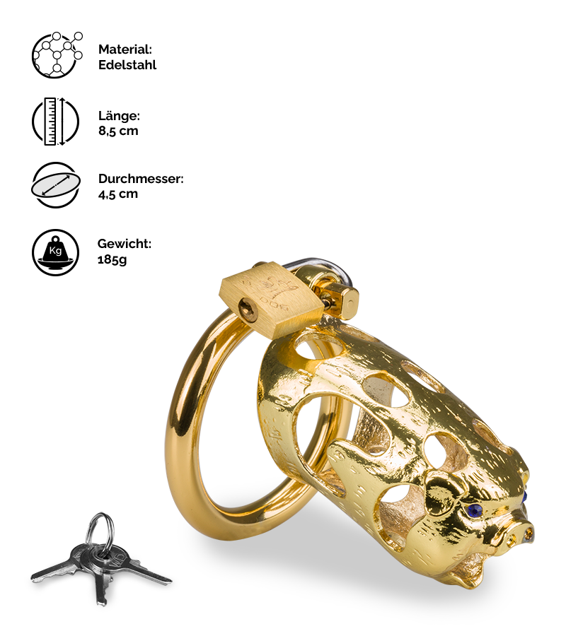 Goldfarbener Keuschheitsgürtel chinesische Astrologie Schwein