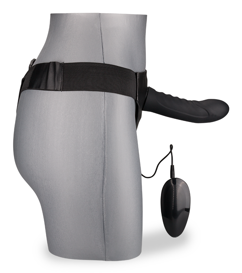 Hohler Silikon-Strapon mit Vibrationsfunktion