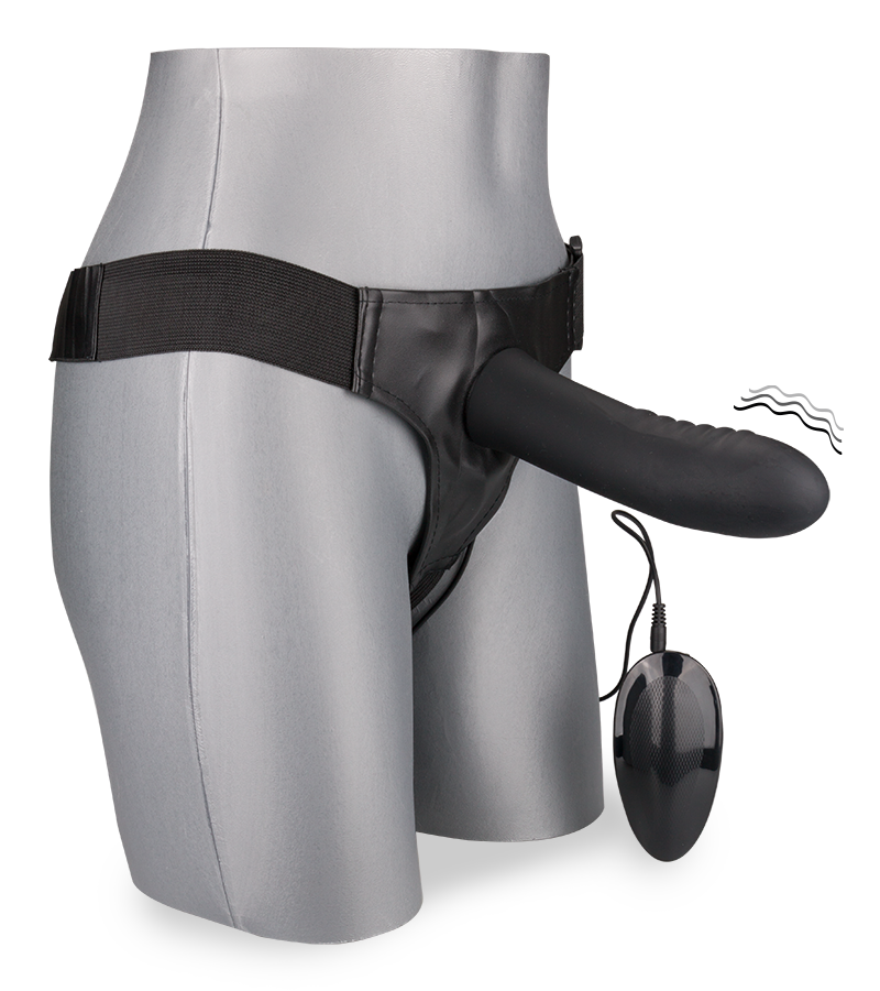 Hohler Strapon-Vibrator aus Silikon mit XL-Durchmesser