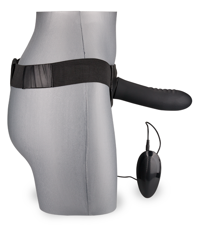 Hohler Strapon-Vibrator aus Silikon mit XL-Durchmesser