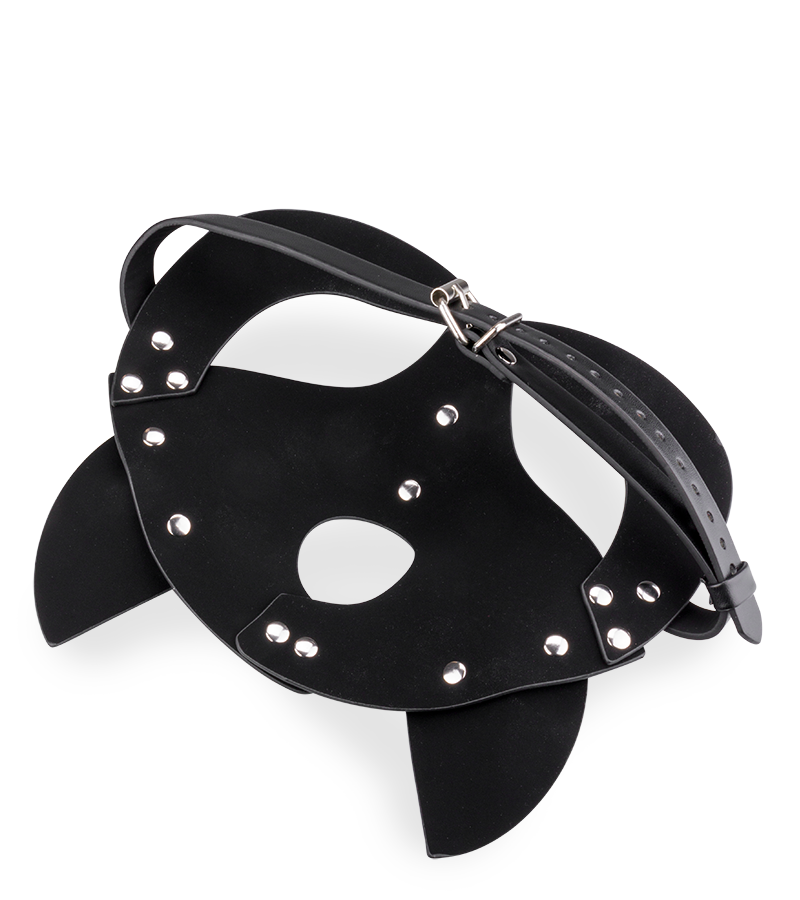 Katzenmaske aus Kunstleder mit Metallnieten