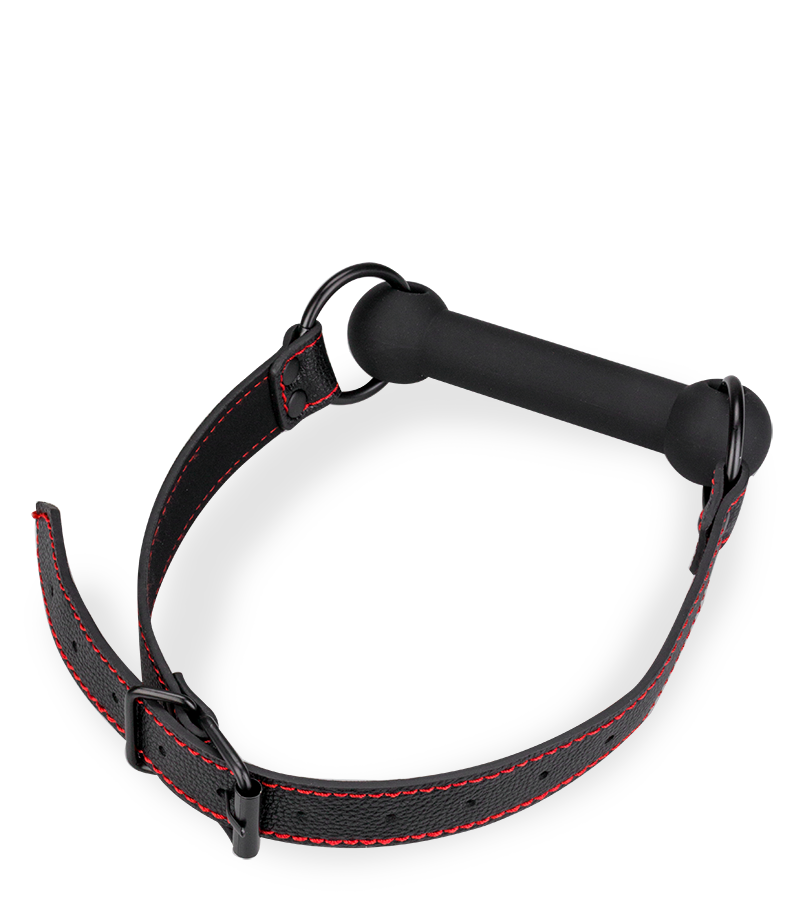 Knebel mit Beißstange aus Silikon und Kunstleder