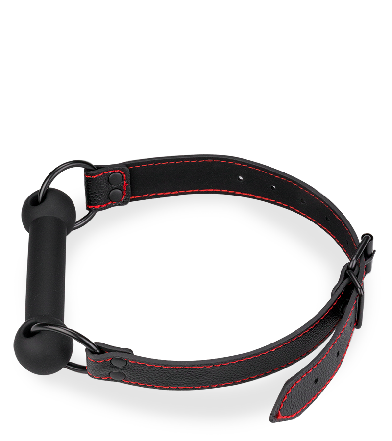 Knebel mit Beißstange aus Silikon und Kunstleder