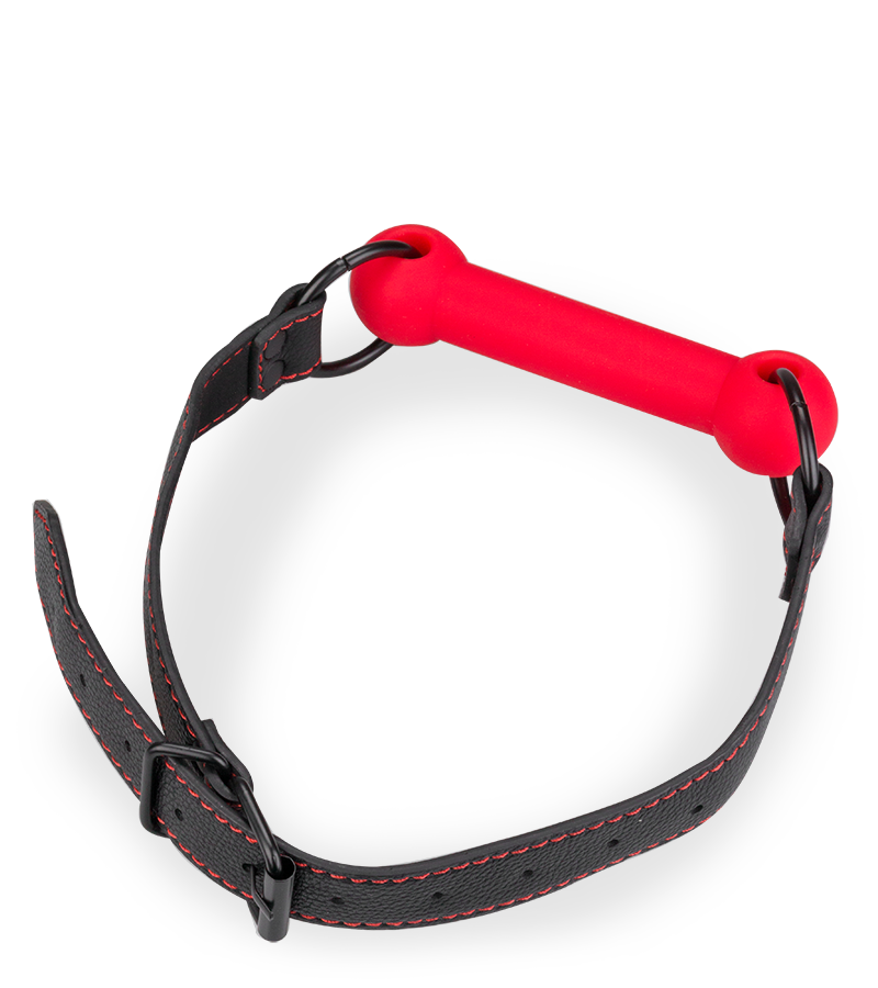 Knebel mit Beißstange aus Silikon und Kunstleder