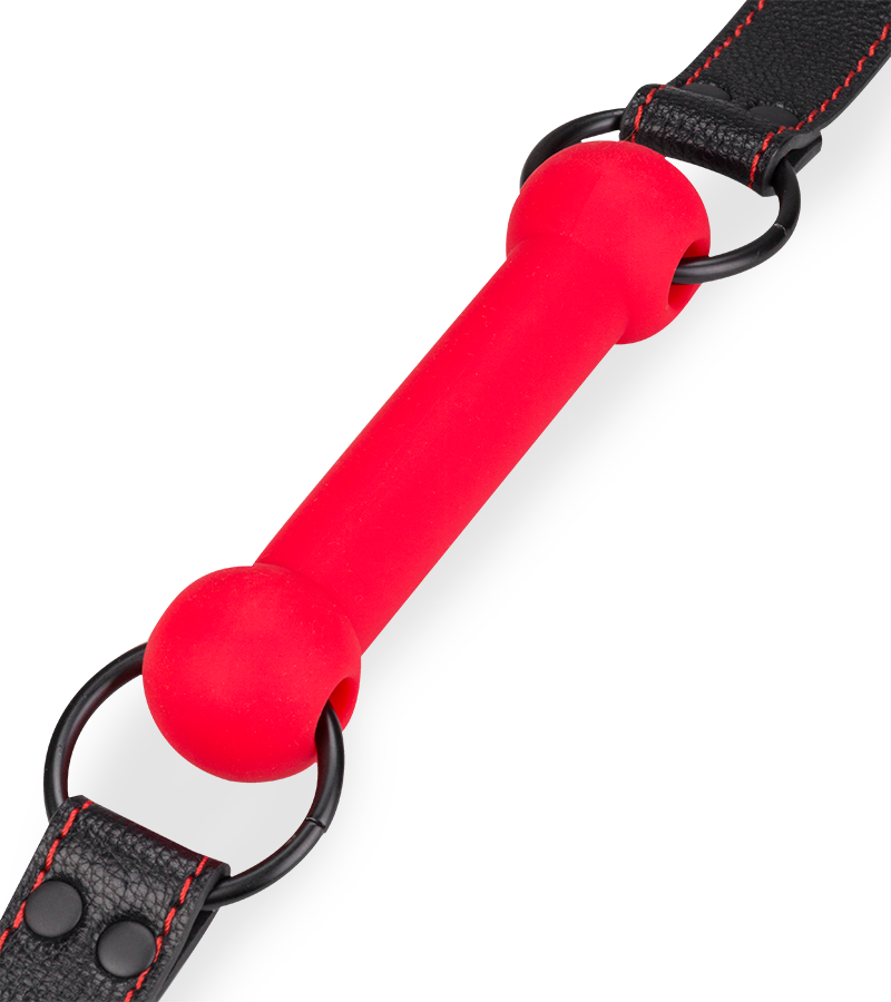 Knebel mit Beißstange aus Silikon und Kunstleder