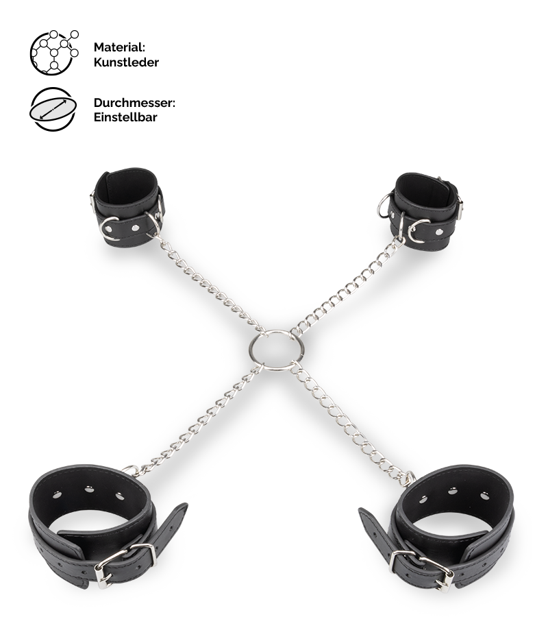 Kreuzfessel für Hand- und Fußgelenke aus Kunstleder