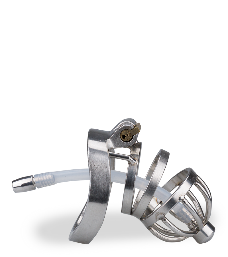 Kurzer Penis-Käfig mit Harnröhrenplug Judgment