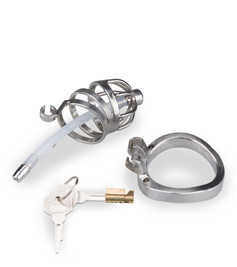 Kurzer Penis-Käfig mit Harnröhrenplug Judgment