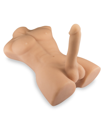 Männliche Silikonpuppe mit großem Dildo Theo