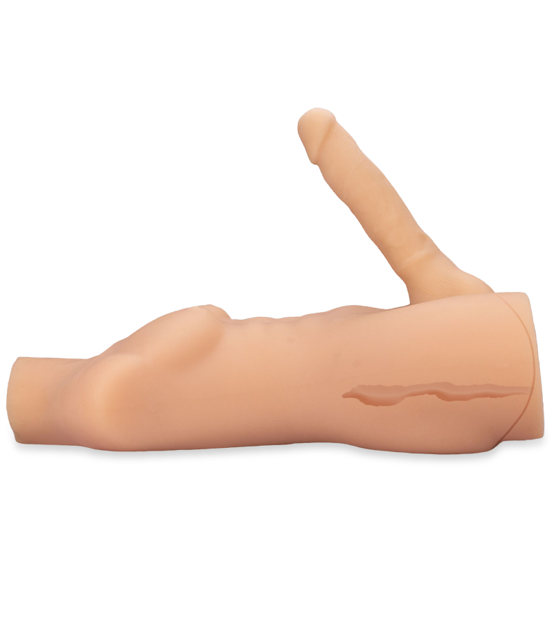 Männliche Silikonpuppe mit großem Dildo Theo