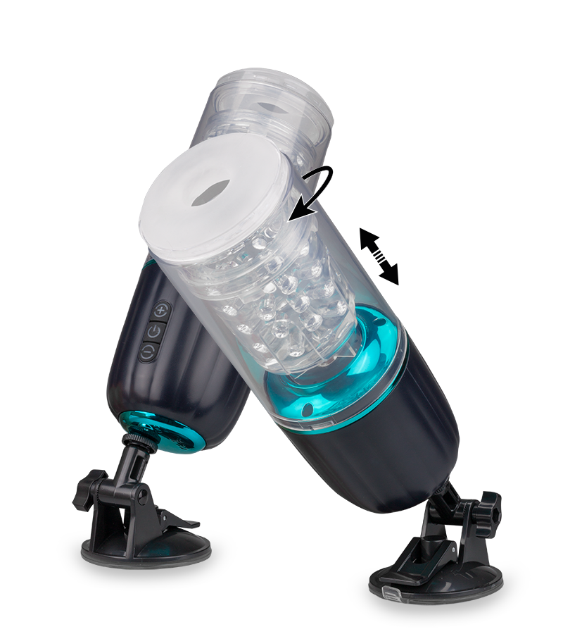 Masturbator mit Stoß- und Rotationsfunktion und Gelenk-Saugfuß Ricardo