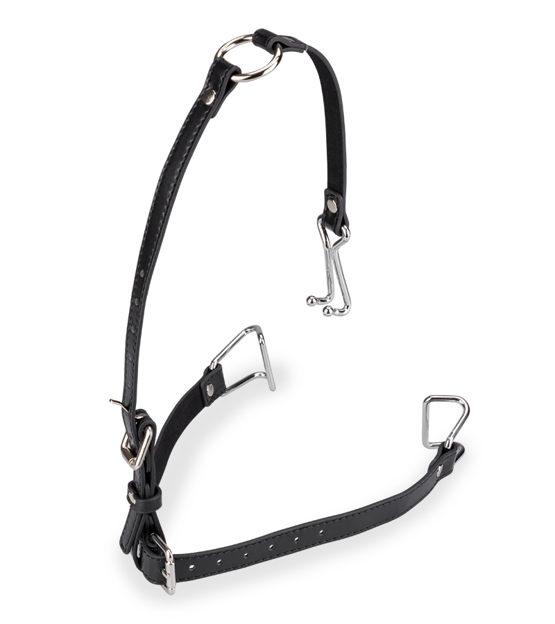 Mund- und Nasenspreizer aus Kunstleder und Metall