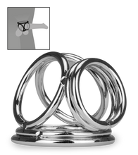 Laden Sie das Bild in den Galerie-Viewer, Penisring mit Hodenteiler aus Edelstahl Bondy