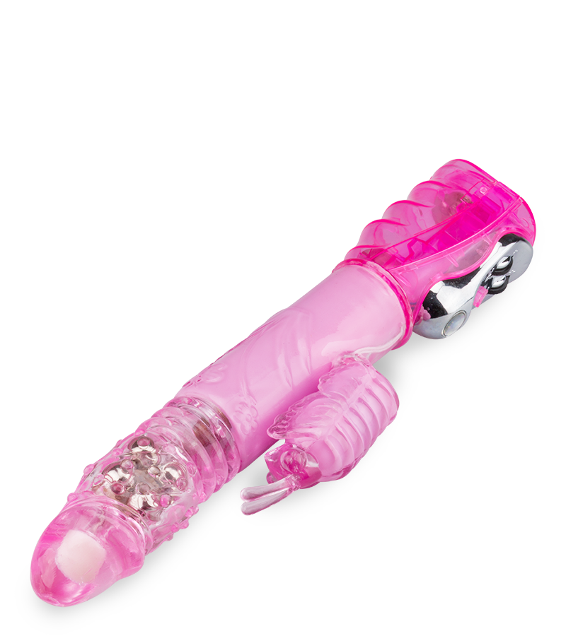 Pinker XL-Rabbit-Vibrator Butterfly mit Stoßfunktion