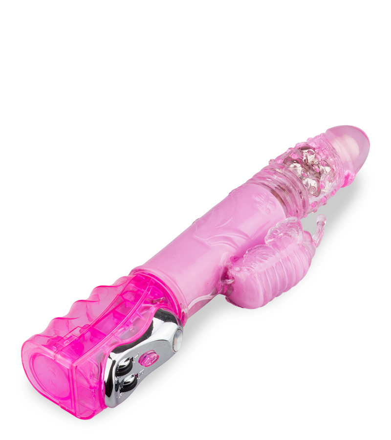Pinker XL-Rabbit-Vibrator Butterfly mit Stoßfunktion