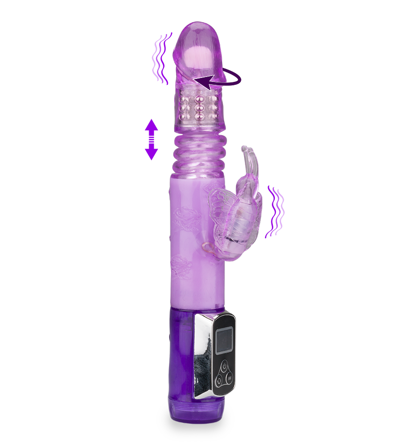 Rabbit-Vibrator Butterfly mit Stoß- und Rotationsfunktion