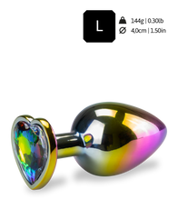 Laden Sie das Bild in den Galerie-Viewer, Regenbogenfarbener Rosebud-Analschmuck in Herzform M