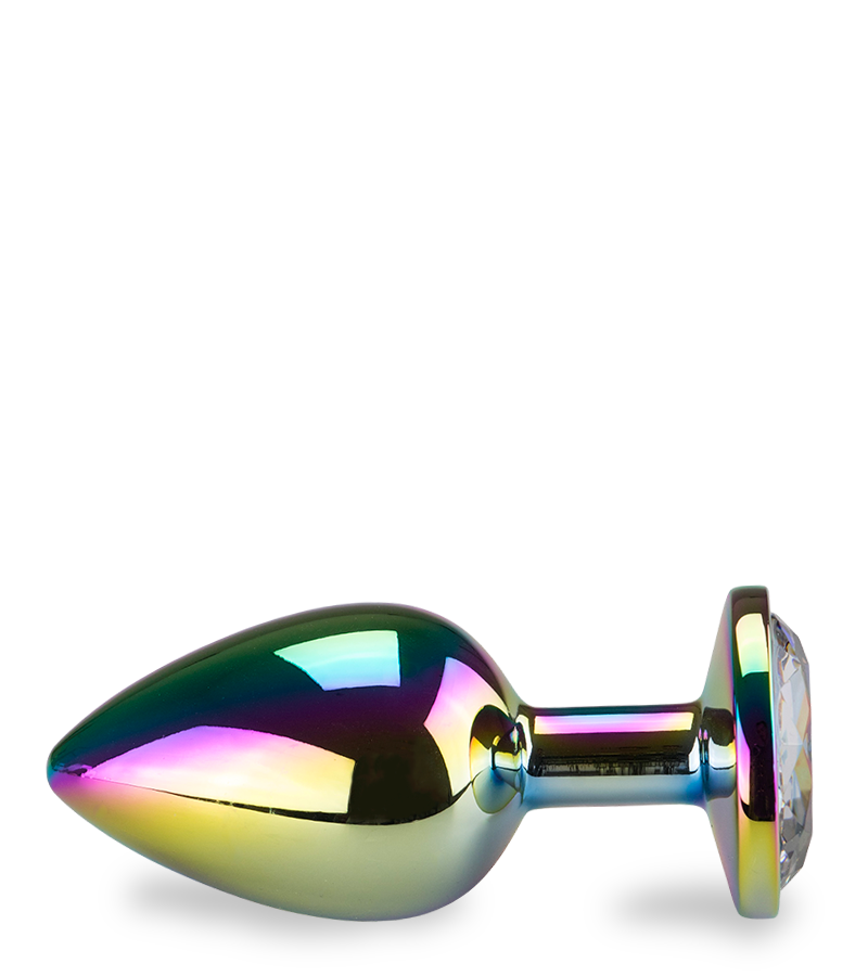 Regenbogenfarbener Rosebud-Analschmuck in Herzform M