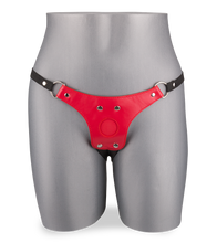 Laden Sie das Bild in den Galerie-Viewer, Roter Ledergurt für Strap-On-Dildo