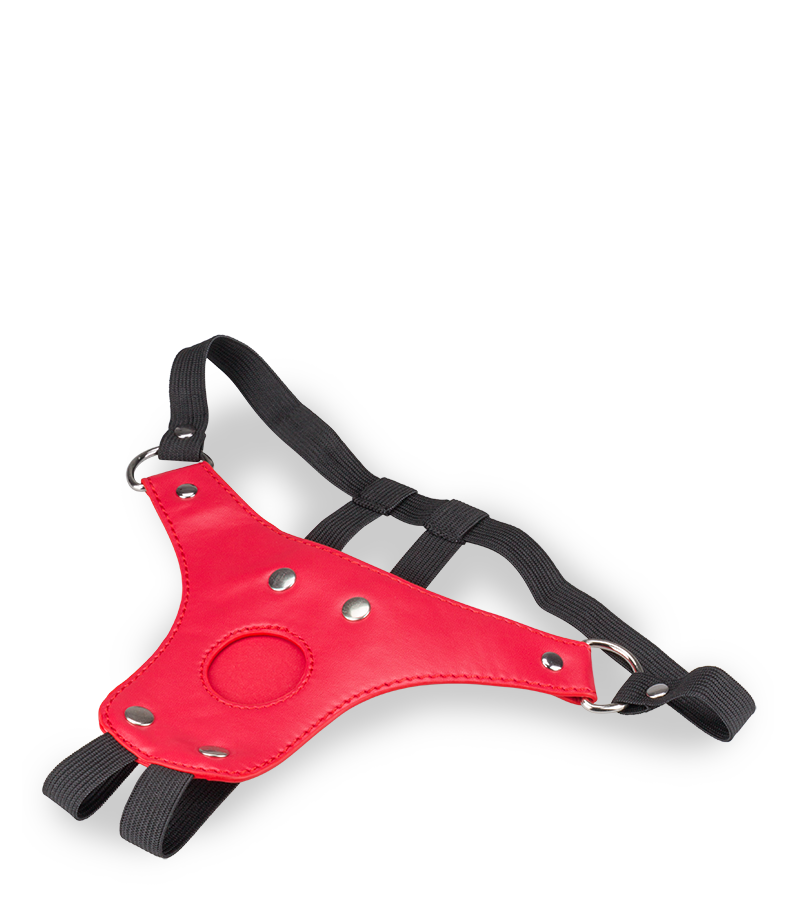 Roter Ledergurt für Strap-On-Dildo