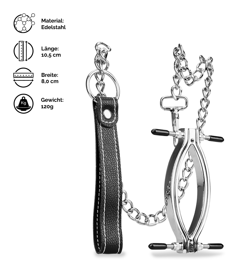 Schamlippenspreizer aus Edelstahl mit Leine