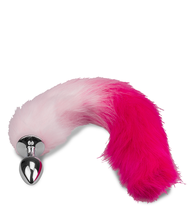 Schwanz-Plug mit Fuchsschwanz in Rosa und Pink