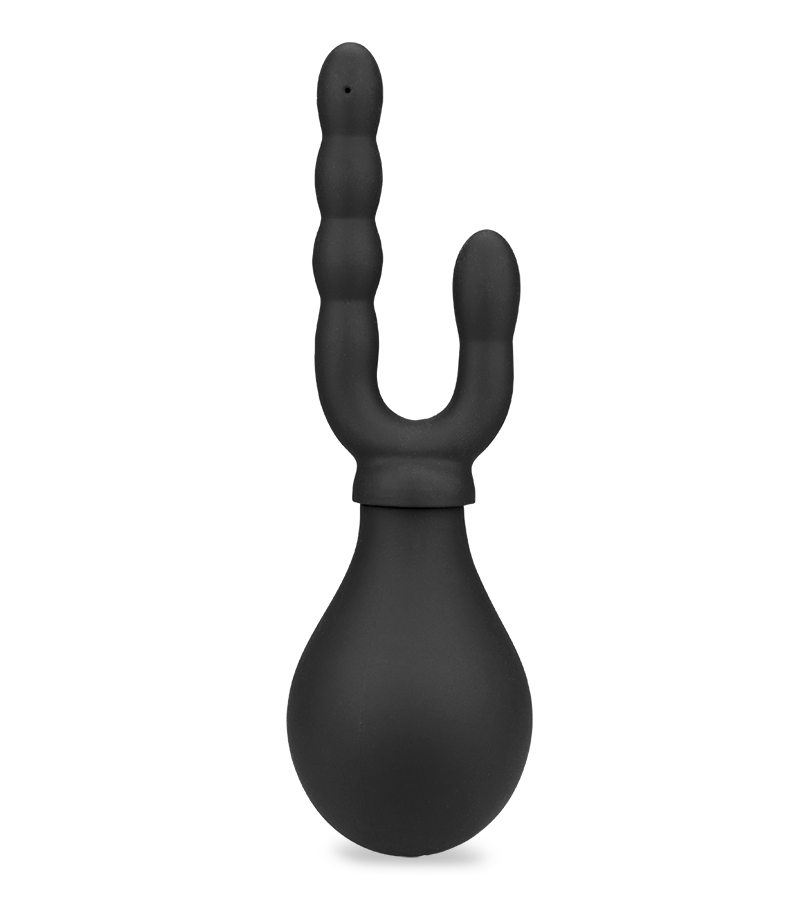 Schwarze Birnenspritze mit doppeltem Aufsatz