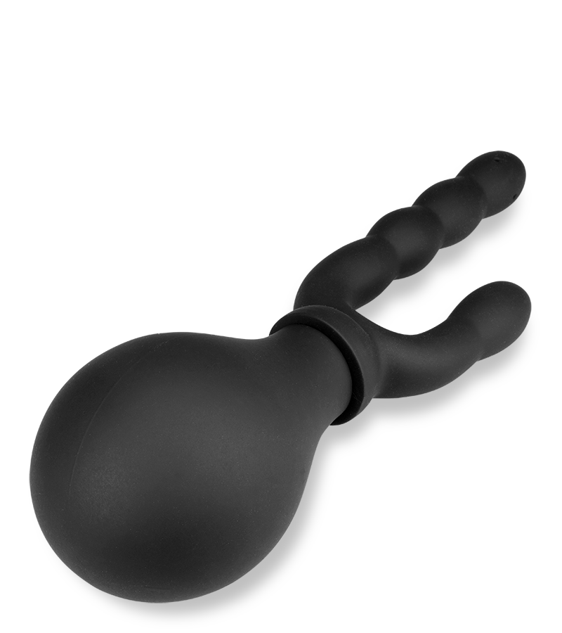 Schwarze Birnenspritze mit doppeltem Aufsatz