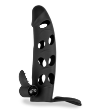 Laden Sie das Bild in den Galerie-Viewer, Silikon-Sleeve mit Hodenring und Vibro-Bullet