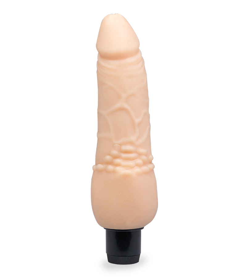 TPR-Dildo mit Vibration und genopptem Schaft