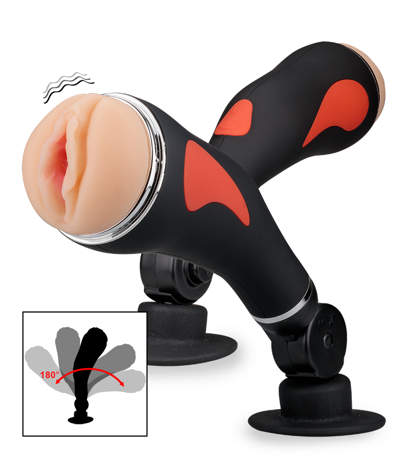 Vagina-Masturbator mit Vibrationsfunktion und Saugfuß