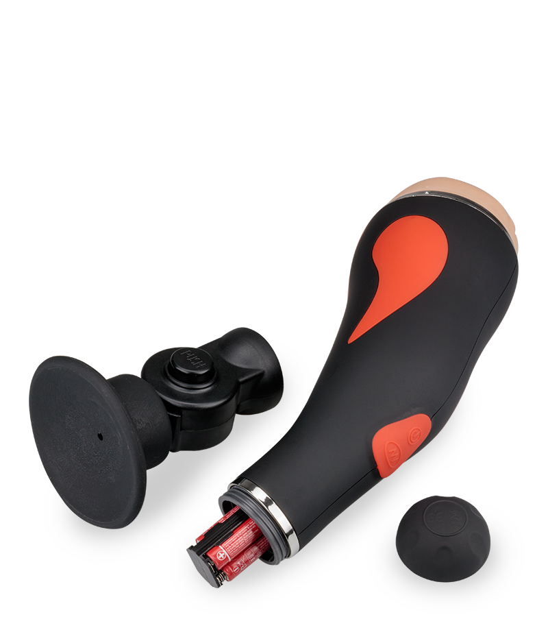 Vagina-Masturbator mit Vibrationsfunktion und Saugfuß