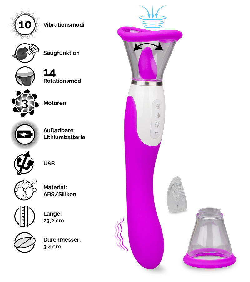 Vaginapumpe mit Zunge und Vibrator Torch