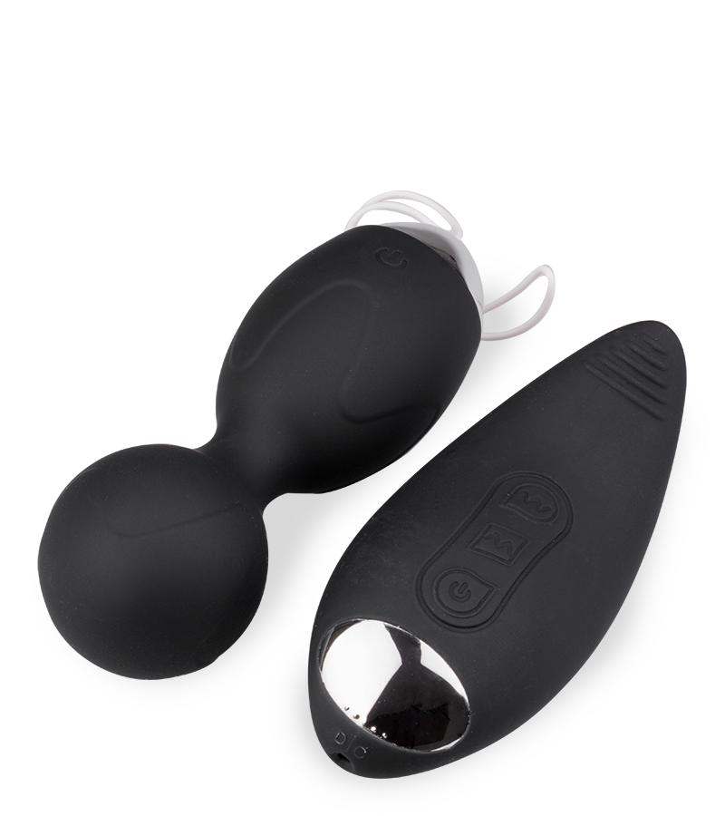Vibrierende Liebeskugeln mit Klitorisstimulator als Fernbedienung