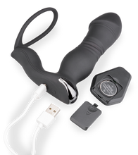 Laden Sie das Bild in den Galerie-Viewer, Vibrierender Analplug mit Stoßfunktion und Cockring Hera