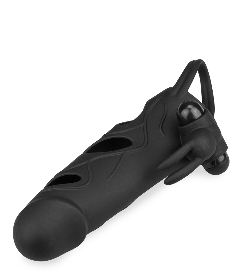 Vibro-Sleeve aus Silikon mit Rabbit-Reizer