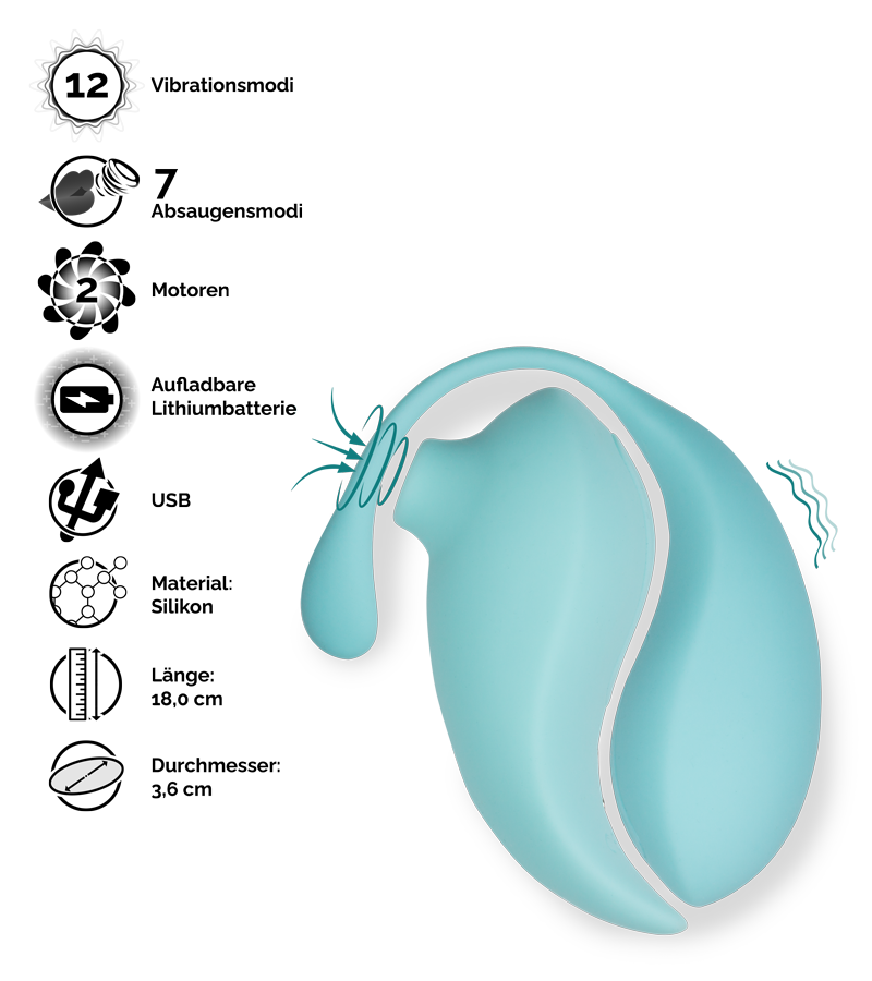 Vibroei mit Klitorissauger als Fernbedienung Namasté