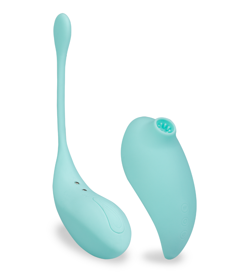 Vibroei mit Klitorissauger als Fernbedienung Namasté